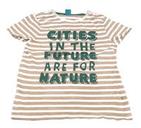 Bílo-cihlové pruhované tričko s nápisem Pep&Co