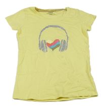 Žlté tričko so sluchátky Yigga