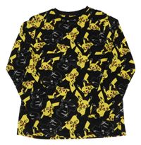 Černo-žluté plyšové pyžamové triko s Pikachu 