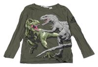 Khaki triko s dinosaury H&M
