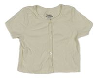 Smetanové žebrované propínací crop tričko River Island