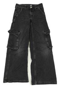 Černé široké rifle s kapsami H&M