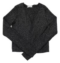 Čierny trblietavý rebrovaný prepínaci crop sveter Primark