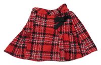 Červeno-čierna kockovaná vlnená sukňa Matalan
