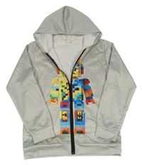 Sivá prepínaci mikina s lego postavičkou a kapucňou