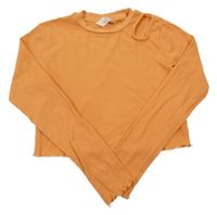 Oranžové žebrované crop triko H&M