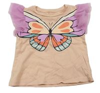 Marhuľové tričko s motýlom a tylem H&M