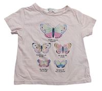 Svetloružové tričko s motýly H&M