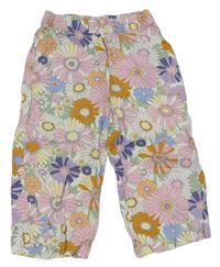 Farebné kvetované ľahké nohavice H&M