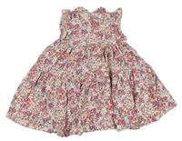 Smetanovo-ružové kvetované bavlnené šaty Next