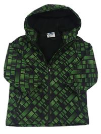 Čierno-zelená vzorovaná softshellová bunda s kapucňou Topolino