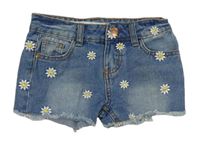 Modré riflové květované kraťasy Denim Co.