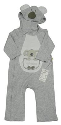 Šedo-bílá kombinéza s kapucí - Koala 