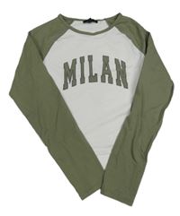Bílo-khaki crop tričko s nápisom New Look