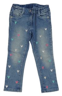 Modré skinny rifle se srdíčky Topolino