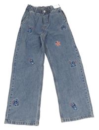 Nové - Svetlomodré wide leg rifle so Stitchem zn. H&M