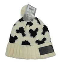 Nové - Bílo-černá vzorovaná čepice s Mickeym Disney