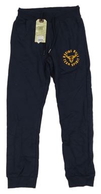 Nové - Tmavomodré tepláky s býkem a nápisy 