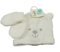 Nové - 2set - Bílá čepice s čumákem + rukavice George