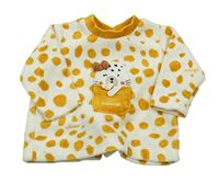 Bílo-hořčicová puntíkatá sametová mikina s kočičkou zn.Chicco