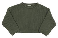 Khaki žinylkový crop sveter Matalan