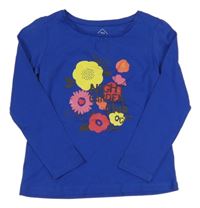 Tmavomodré tričko s kvetmi