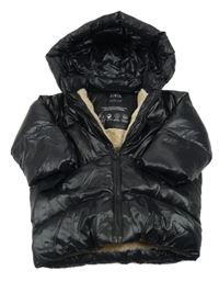 Černá šusťáková zimní bunda s kapucí Zara