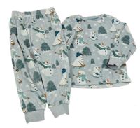 Sivé plyšové pyžama so sněhuláky F&F