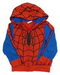 Červeno-modro-černá propínací mikina s kapucí - Spiderman C&A