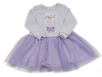 Lila teplákové šaty s Peppou a tylovou sukní 