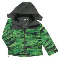 Zeleno-antracitová melírovaná šusťáková jarní bunda s kapucí McKinley