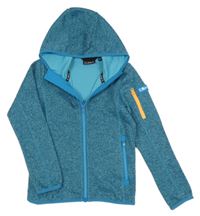 Modrá melírovaná propínací pletená funkční mikina s kapucí CMP