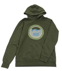 Khaki mikina s potiskem a kapucí Jack&Jones