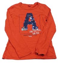 Červené tričko s písmenem z flitrů S. Oliver