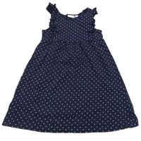 Tmavomodré bodkovaná é šaty s volánikmi Kids