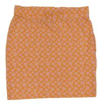 Oranžovo-ružová kvetovaná sukňa New Look