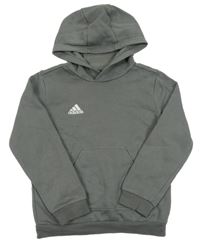 Antracitová mikina s logem a kapucí Adidas