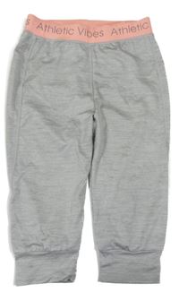 Sivo-ružové melírované športové crop tepláky s nápismi H&M