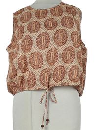 Dámská světlerůžovo-vínová vzorovaná crop halenka Zara