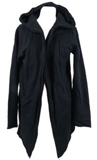 Dámsky čierny teplákový cardigán s kapucňou Indicode