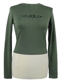 Dámské khaki crop triko se vzorem a cvočky Tally Weijl
