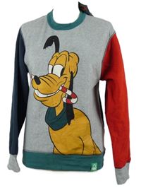 Nové - Pánske sivo-červeno-tmavomodré fleecové pyžamové tričko s Plutem zn. Disney