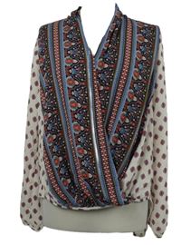 Dámska bielo-farebná vzorovaná šifónová balonová blúzka EyeShadow