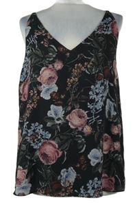 Dámský černý květovaný šifonový top Decujaba 