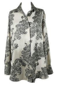 Dámska smetanovo-čierna kvetovaná saténová blúzka H&M