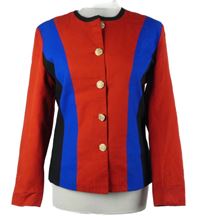 Dámský červeno-modro-černý blejzr s pruhy