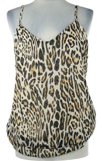 Nové - Dámský černo-béžový vzorovaný šifonový top Roman