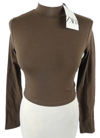 Dámské hnědé crop triko Zara 