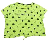 Žlté crop tričko s hviezdami a nápisom C&A