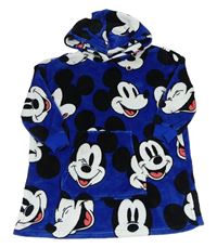 Modrá chlpatá oversize mikina s Mickey Mousem a kapucňou M&S